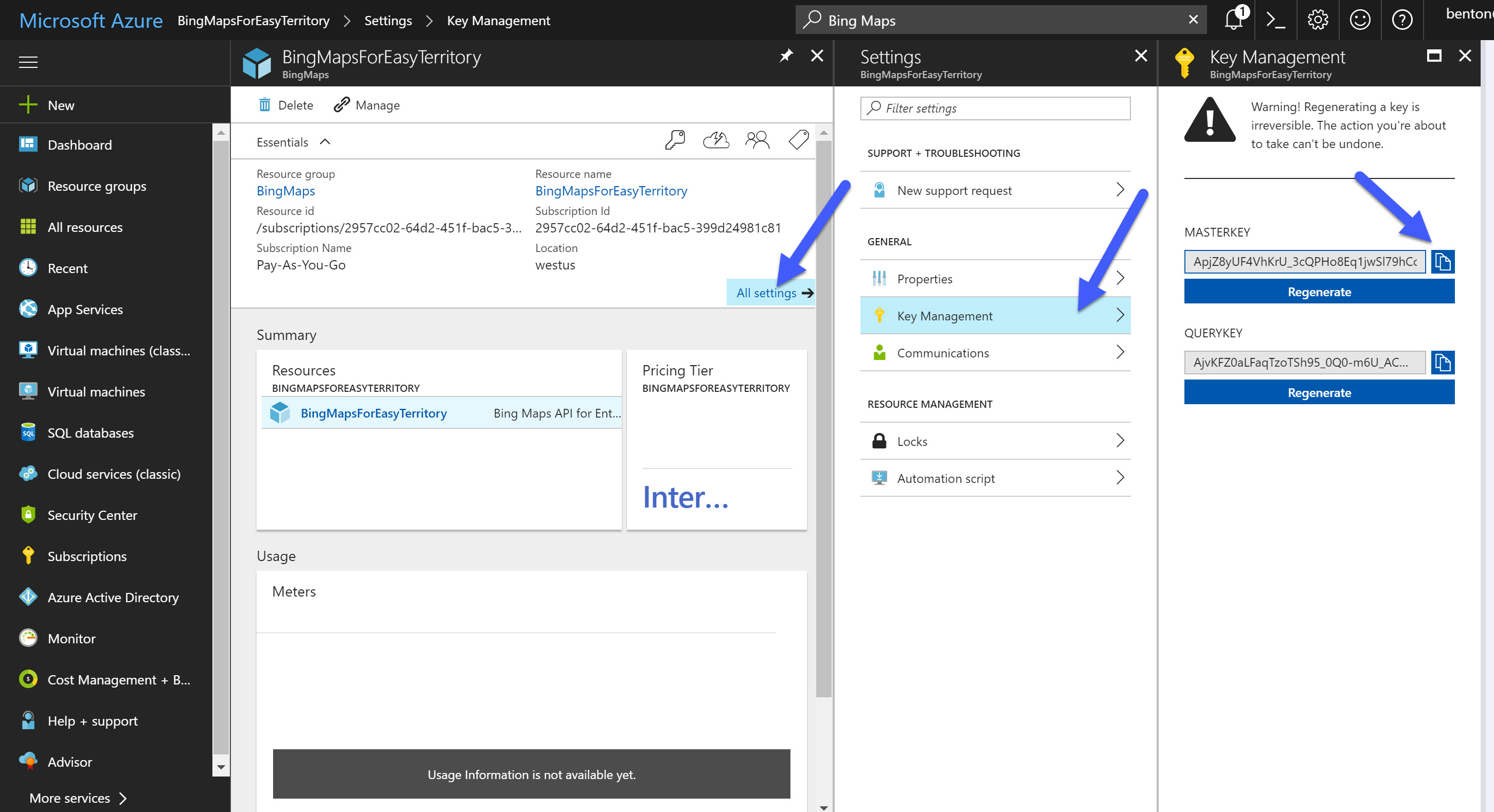 Get A Bing Maps Key From Azure Sales Territory Management Software 