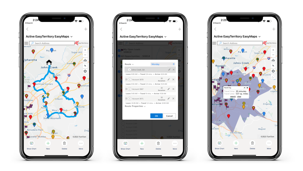 EasyMap Multi-Location Sales Territory Map Apple Maps App Integration