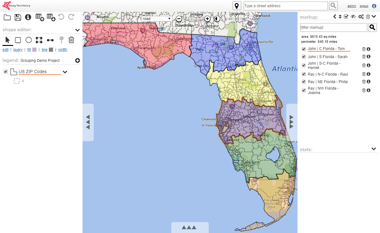 Groups in the Markup Panel | EasyTerritory