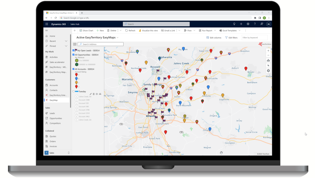 EasyTerritory EasyMap Dynamics 365 Dataverse Azure Maps PowerApp