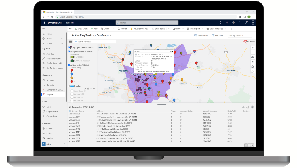 EasyTerritory EasyMap Travel Time Ring Azure Maps