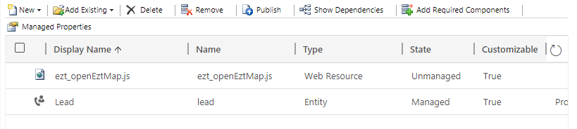 MapRecordFeatureUnmanagedSolution